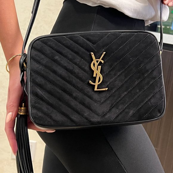 Saint Laurent Lou Matelasse Black Velvet Leather Small Camera Crossbody Bag - Picture 2 of 6